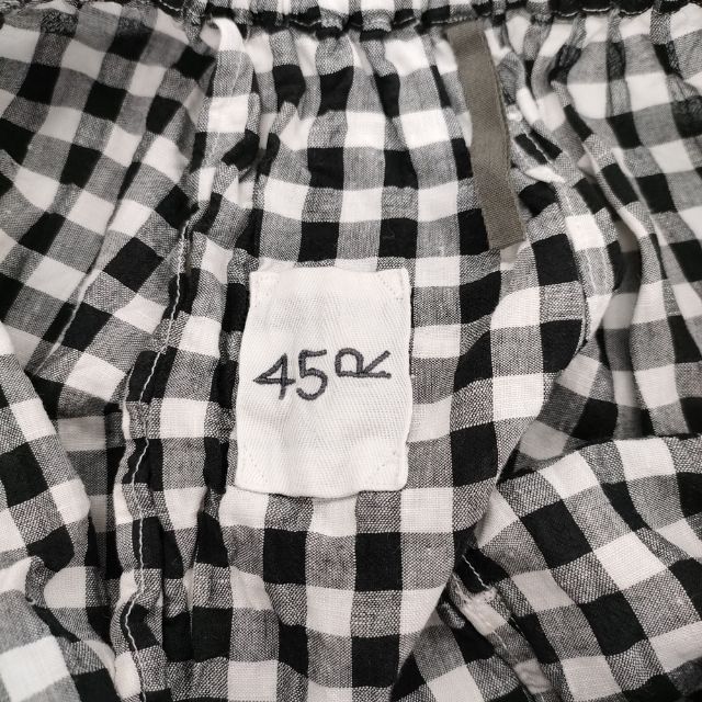 ■美品 45R クシュクシュギンガムチェックのスカート　0　ブラック　リネン 45R/45rpm クシュクシュギンガムチェックのスカート 定価39600円
