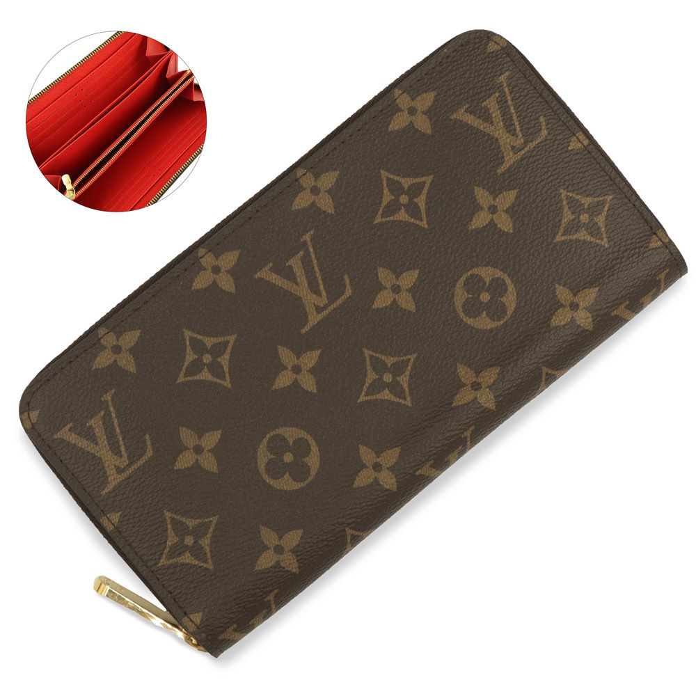 ルイ ヴィトン ジッピー ウォレット ラウンドファスナー 長財布 モノグラム コクリコ ブラウン ゴールド金具 M41896 LOUIS VUITTON ♥品