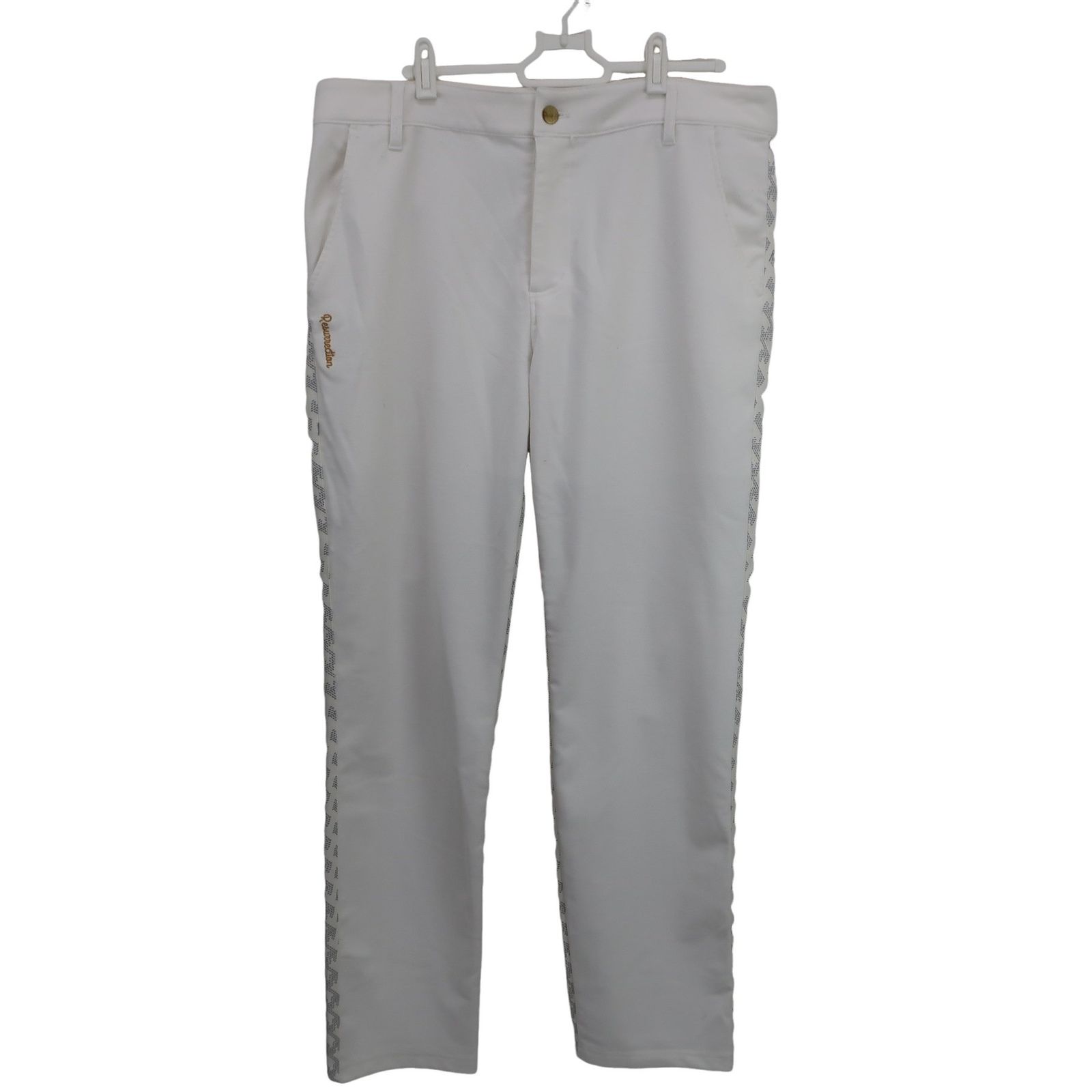 【新品】レザレクション　ゴルフウェア　メンズ　ロングパンツ　白　M 新品】レザレクション メンズ ロングパンツ 白 Mサイズ 新品