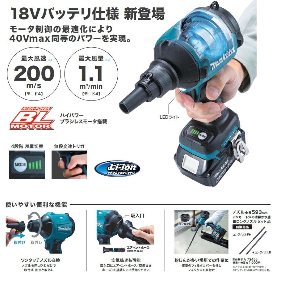 マキタ makita 充電式エアダスタ AS180DZ 18V 本体のみ - メルカリ