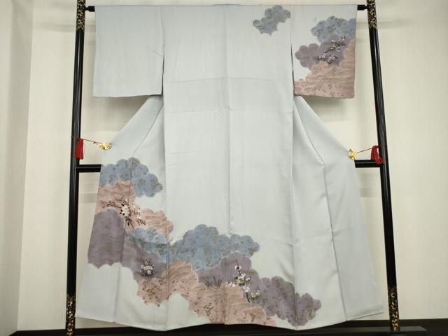 平和屋着物○訪問着 友禅 駒刺繍 雲重ね松竹梅 暈し染め 金彩