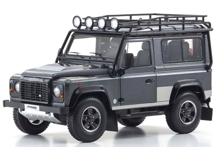 京商 18 ランドローバー ディフェンダー 90 イエロー アクセサリー付き