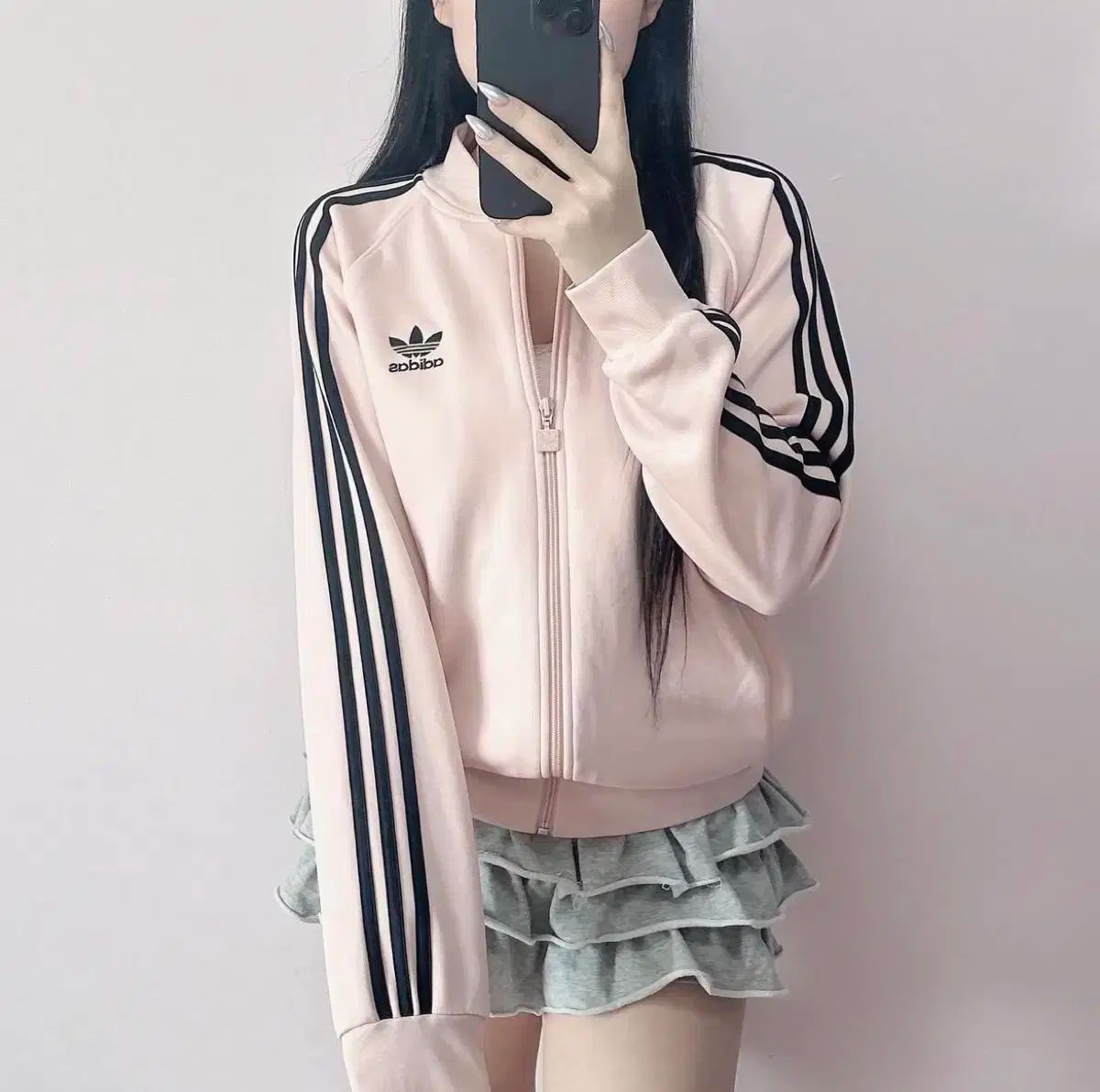 adidas アディダス ピンガム ジャージ ピンク 黒 いちごミルク ジップアップ