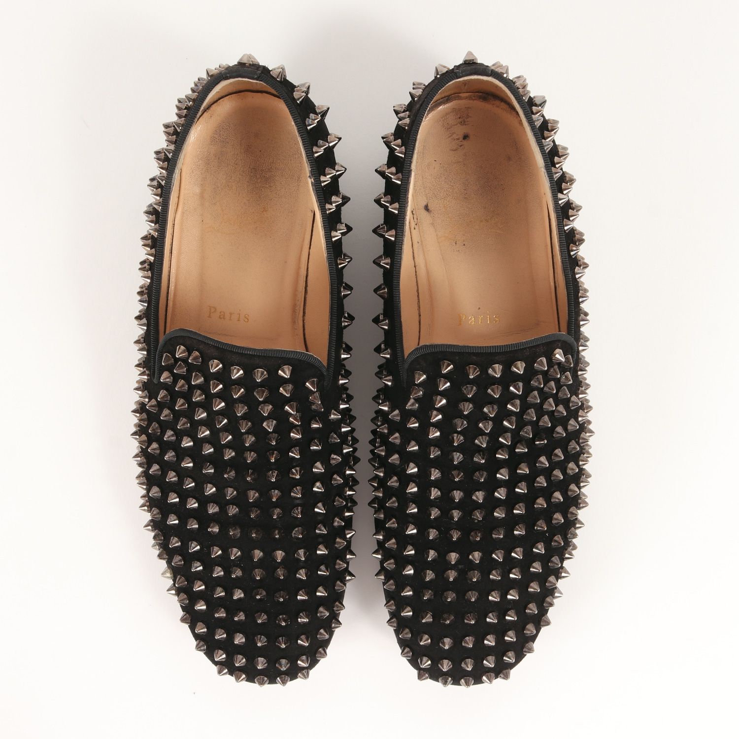 Christian Louboutin クリスチャンルブタン サイズ:41(26.0cm) ダンデライオン スウェード スパイクスタッズ Dandelion Spikes Flat ローファー ドレス シューズ ブラック 黒 イタリア製【メンズ】