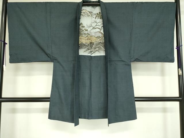 平和屋着物男性　本場大島紬　長羽織　100亀甲　総詰め　正絹　逸品　DAAL9378cm