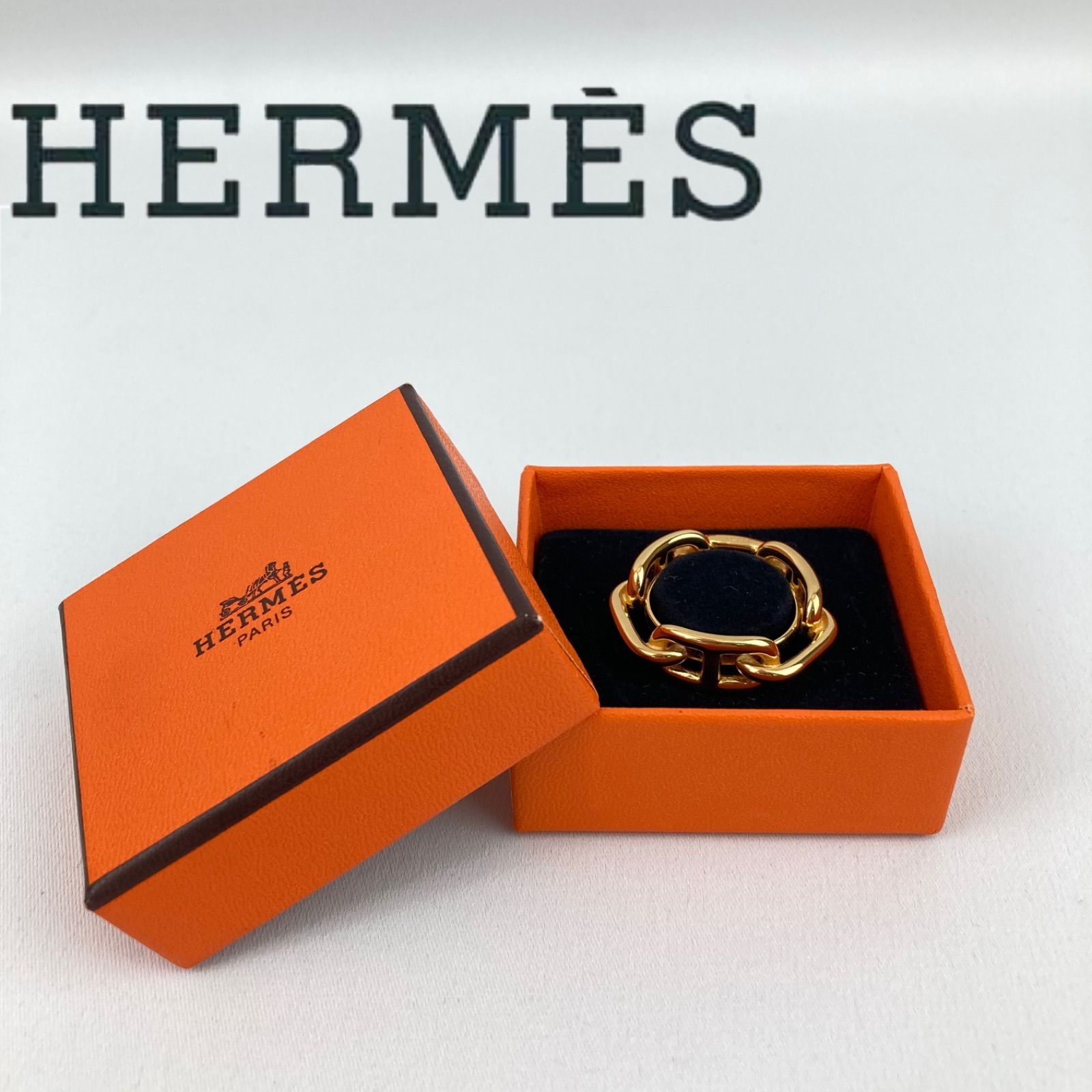TA　極美品　エルメス　ルカデ　スカーフリング　シェーヌダンクル　箱付き HERMES 極美品△HERMES エルメス ルカデ シェーヌダンクル