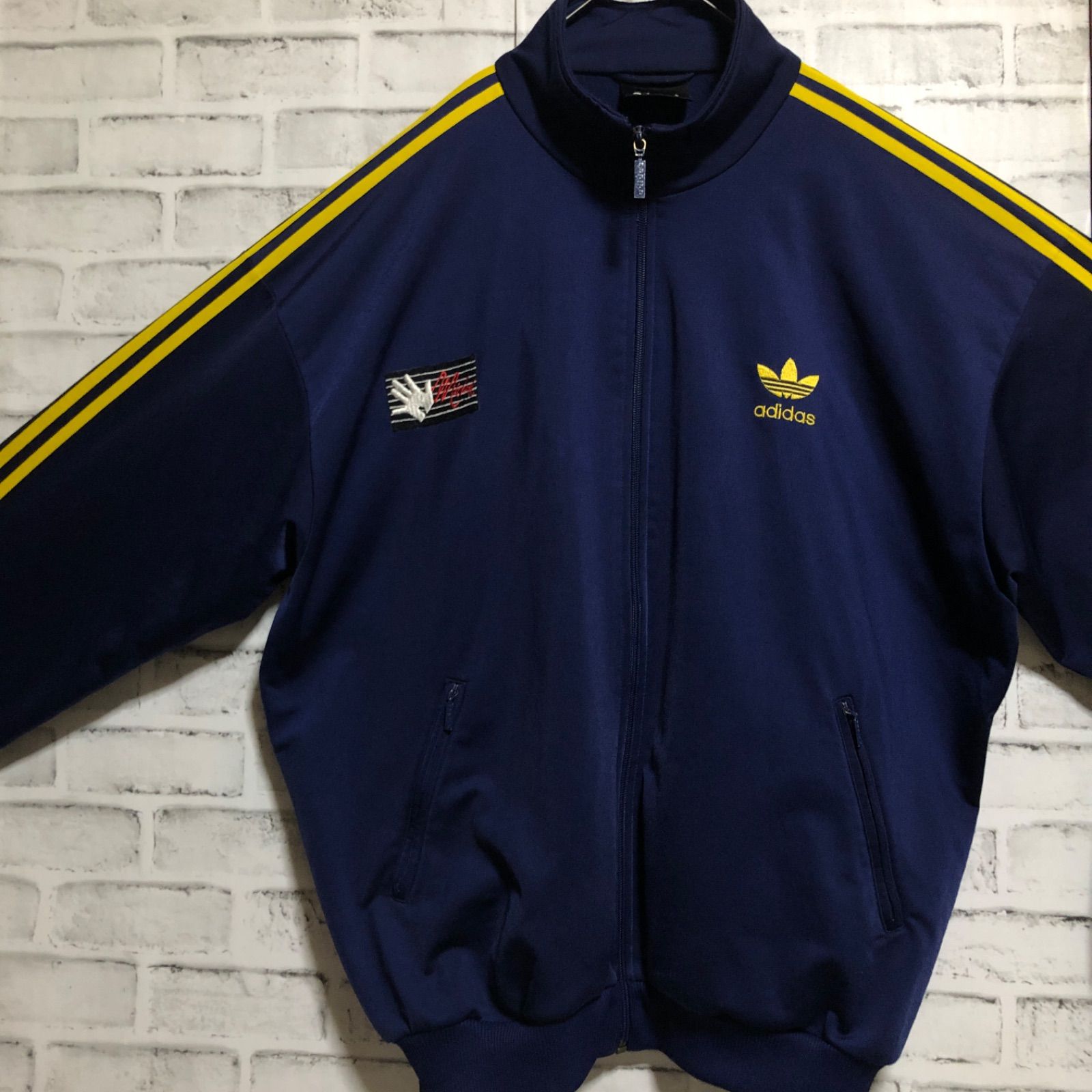 希少3XL⭐️80s adidas トラックジャケット/ジャージ 刺繍トレファイル vintage ネイビー×黄 - メルカリ