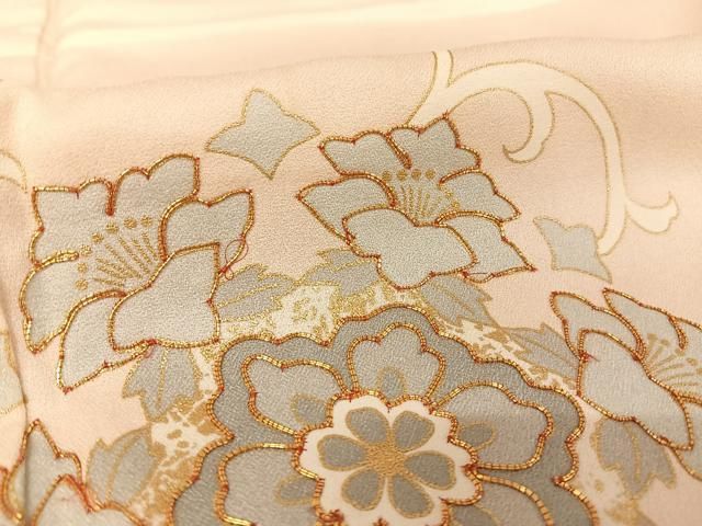 平和屋着物▽訪問着 単衣 駒刺繍 枝花文 暈し染め