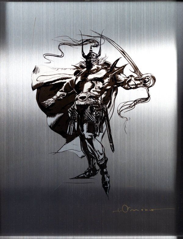 天野喜孝 「黒衣の剣士」版画 – サイン入り 天野喜孝 「黒衣の剣士」版画 – サイン入り