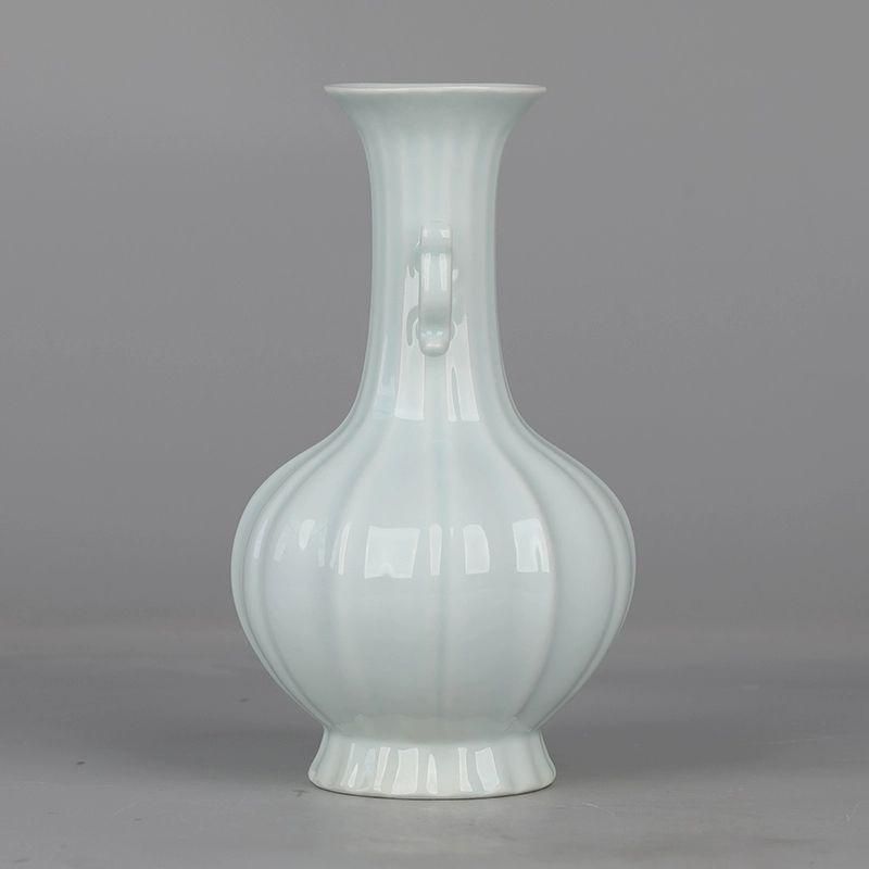 宋湖田窯影青釉瓜稜双耳瓶 景徳鎮 陶磁器 装飾品 現代工芸品美術品 置物 宋湖田窯影青釉瓜稜双耳瓶 景徳鎮 陶磁器 装飾品 現代工芸品美術