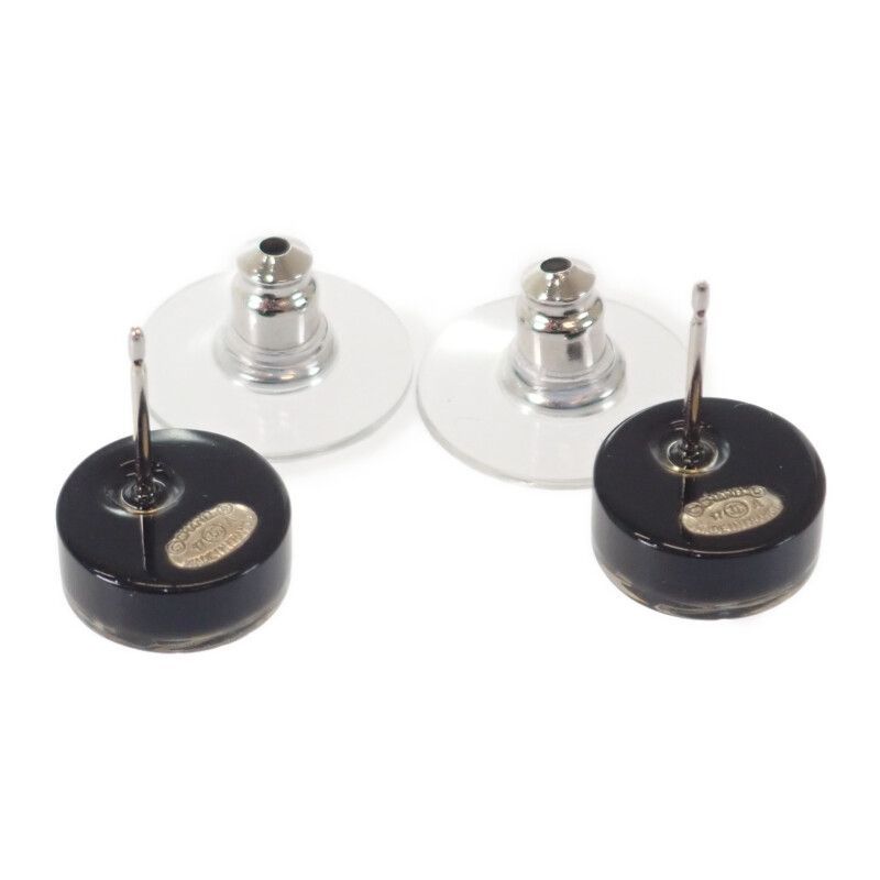 【CHANEL】CC ラウンド 17A ピアス ラインストーン CHANEL】CC ラウンド 17A ピアス ラインストーン ブラック シルバー