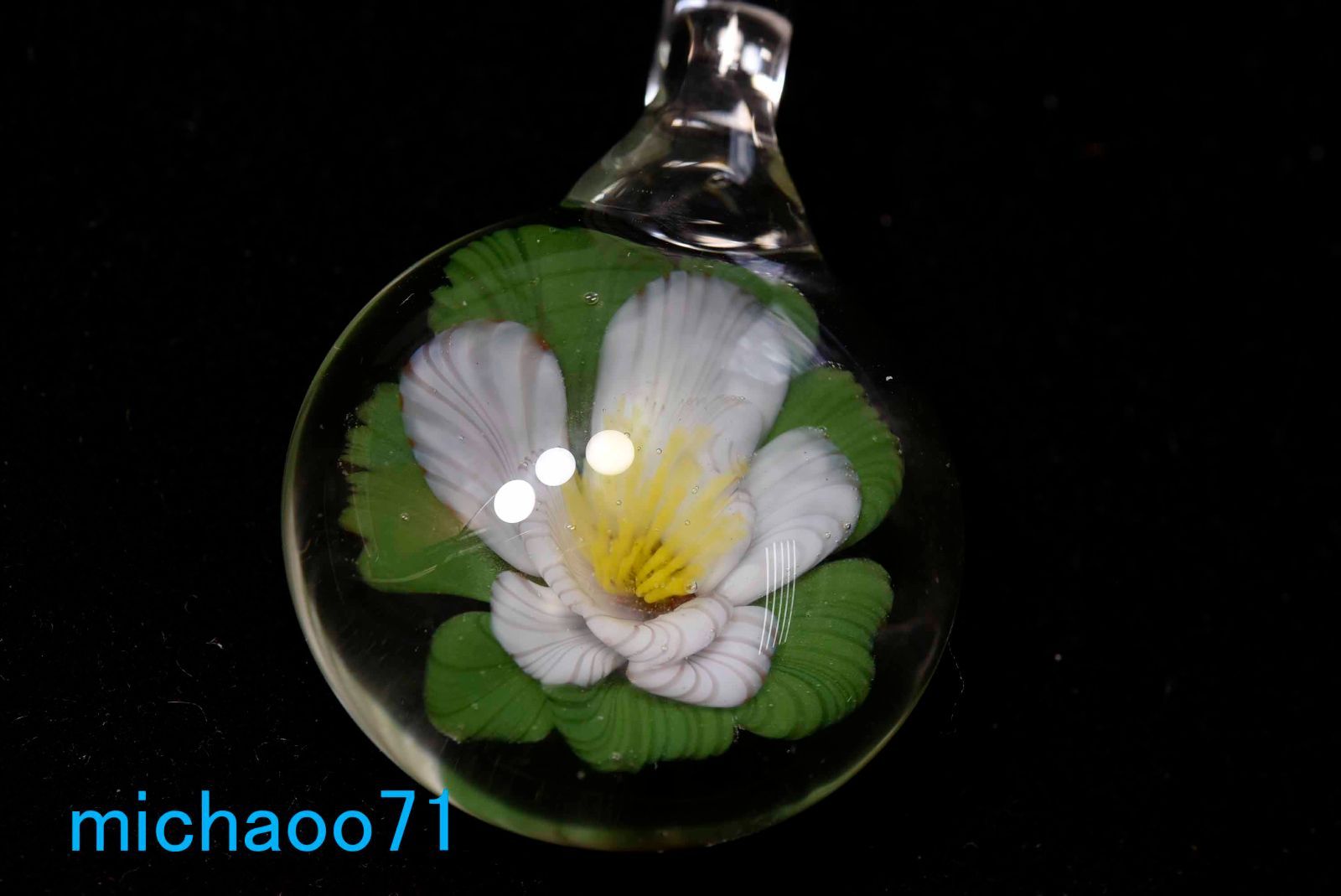 フラワー ガラスのペンダントトップ (12098-P21)GLASS FLOWER 透き通っ