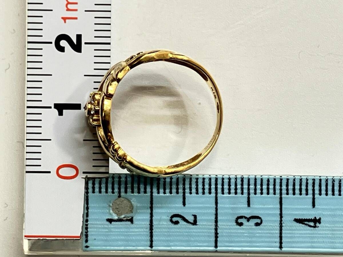 花模様の18金リング12号2.6g 18金 プラチナ リング ミラーボール コイル スパイラル 最大5連