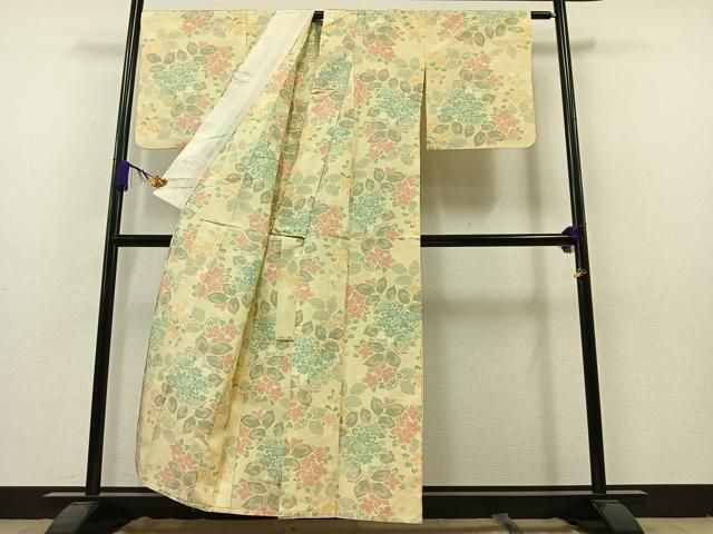 平和屋着物▽訪問着 無双 紗袷 紗×紗 手描き 枝花文