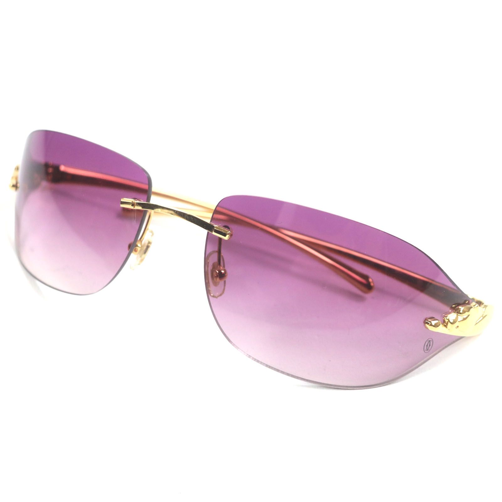 極美品 Cartier カルティエ パンテール ゴールド パープル サングラス 極美品 Cartier カルティエ パンテール ゴールド パープル サングラス