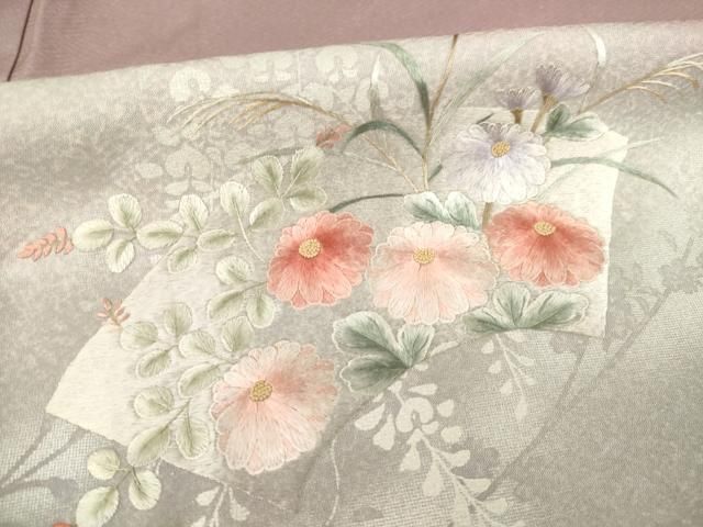 平和屋着物●訪問着　地紙鴛鴦花文　銀彩　正絹　逸品　AABA9513ck 平和屋着物○訪問着 地紙鴛鴦花文 銀彩 正絹 逸品 AABA9513ck - メルカリ