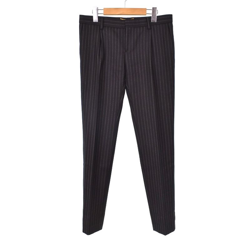 サンローラン パリ SAINT LAURENT PARIS エディ期 パンツ スラックス ストライプ 36 黒 ブラック AA