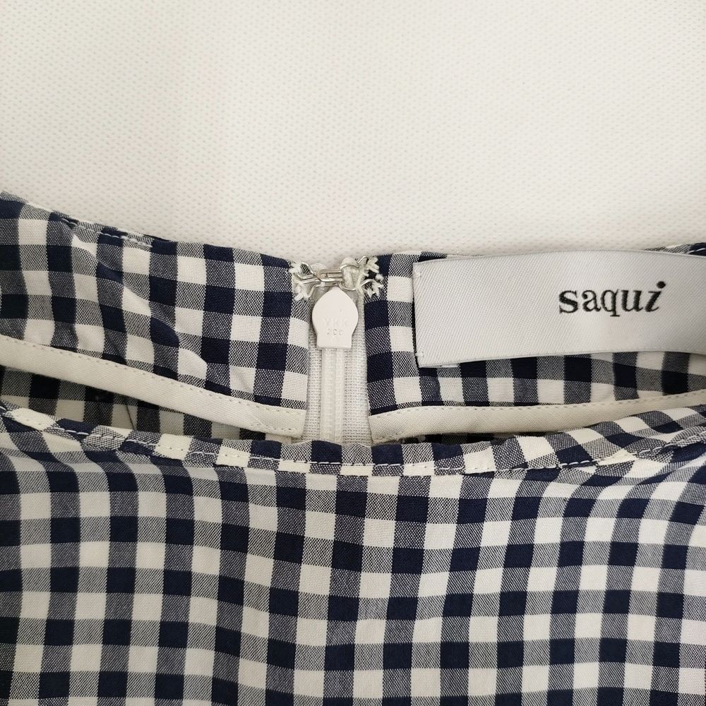 saqui vichy big sleeve blouse 38 定価33000円 コットンシルク