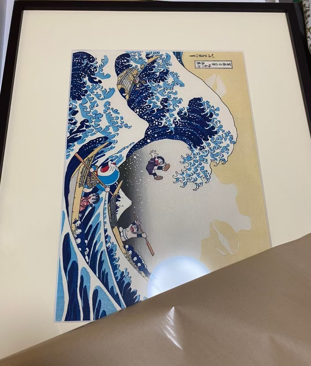 日本正規版ドラえもん版画浮世絵神奈川ドラえもん第三弾200副
