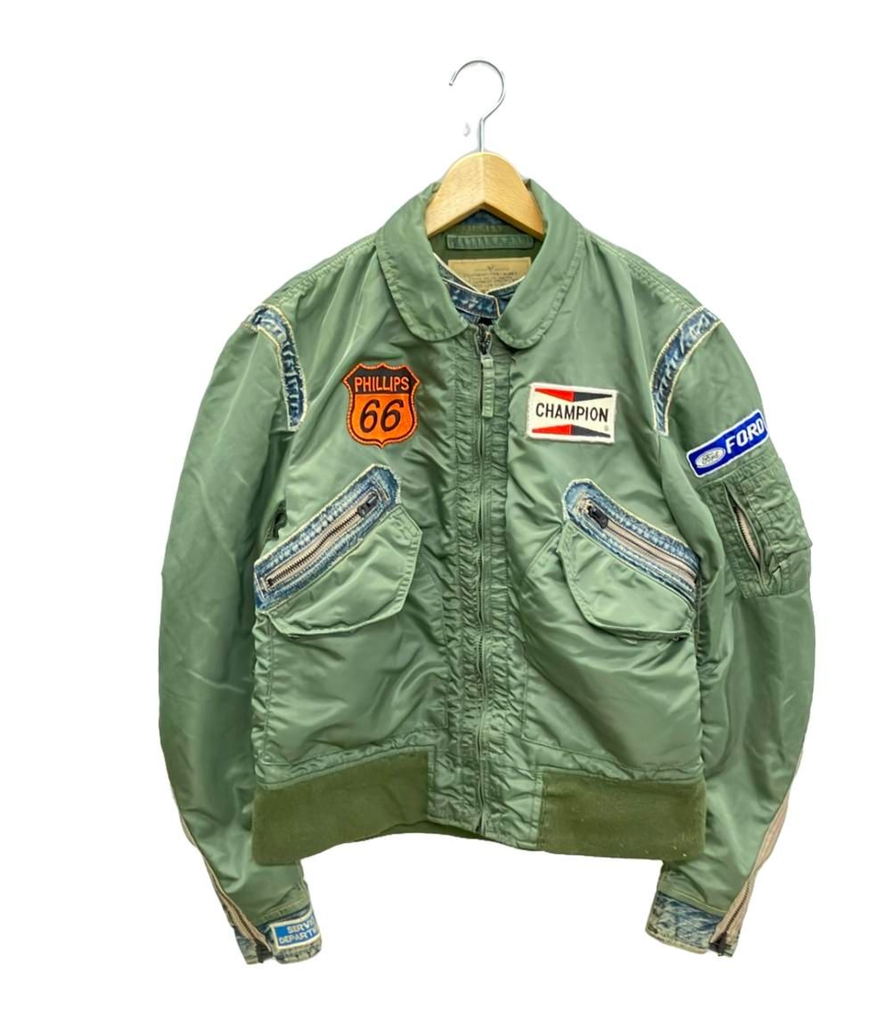 アヴィレックス ナイロンデニム切り替えフライトジャケット MA-1ジャケット アウター メンズ SIZE L AVIREX