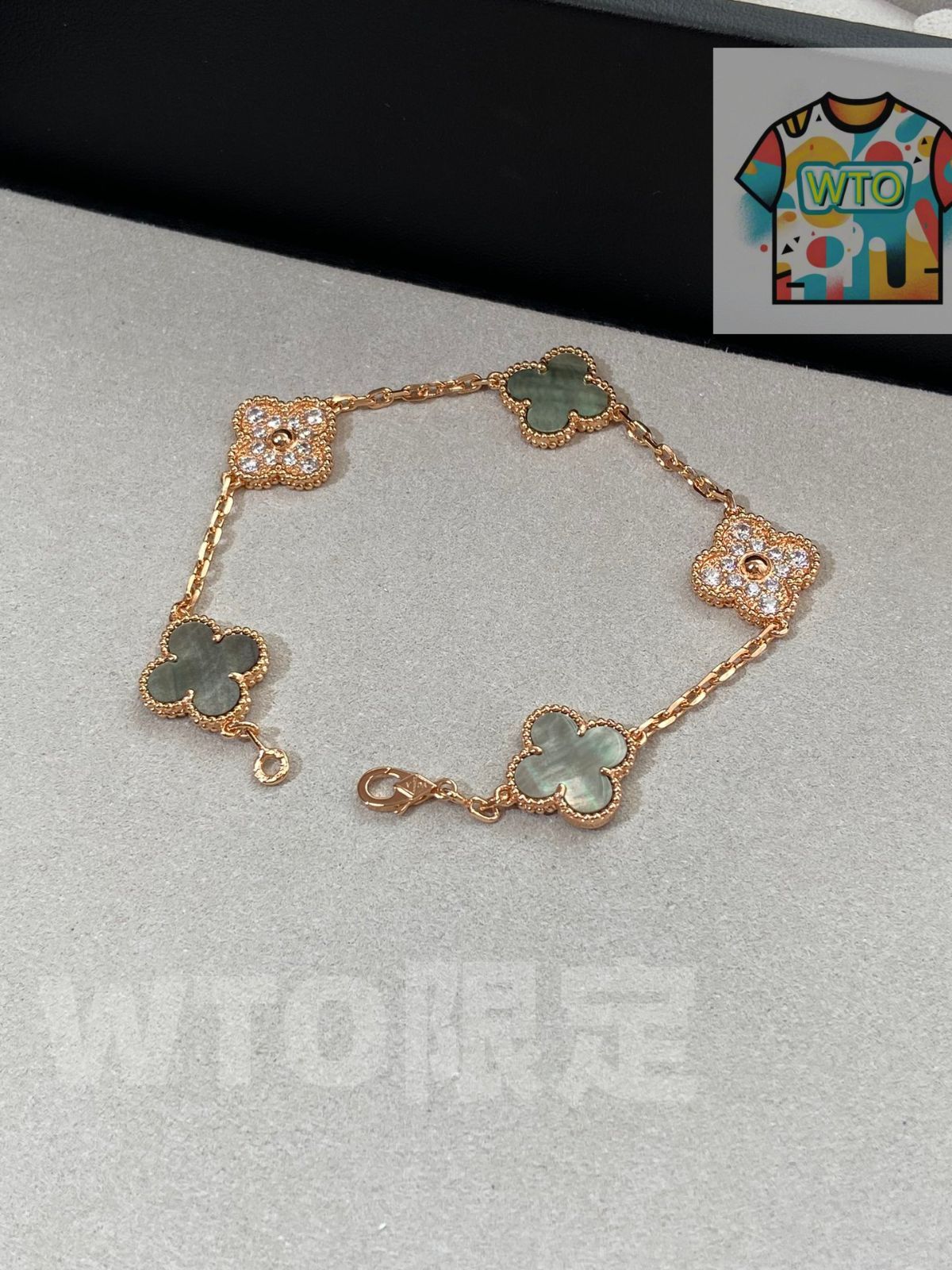 Van Cleef - Arpels ヴァンクリーフ＆アーペル 四つ葉のクローバー グレー マザーオブパール スペーサー ダイヤモンド ファイブフラワー ブレスレット｜ ｜ ♥