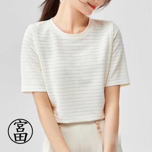 サマーTシャツ 配色セーラーカラー 半袖Tシャツ カットソー