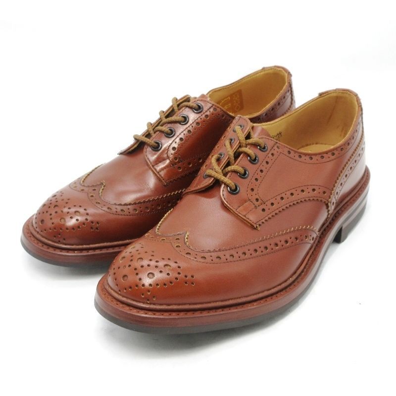 未使用 Tricker's トリッカーズ UK9 ウィングチップ M5633 BOURTON ダービーブローグシューズ バートン マロンアンティーク 70015612