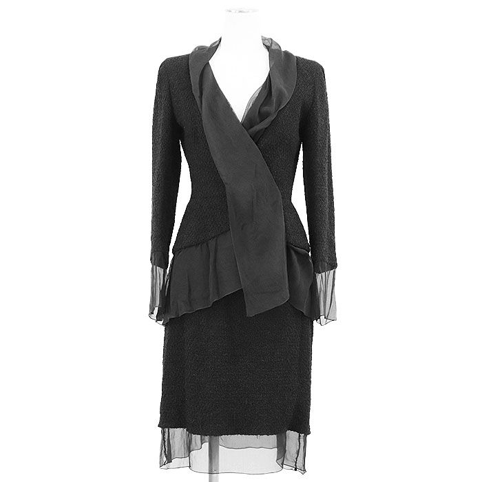 美品】CHANEL シャネル スーツ セットアップ P15641 ツイード シフォン