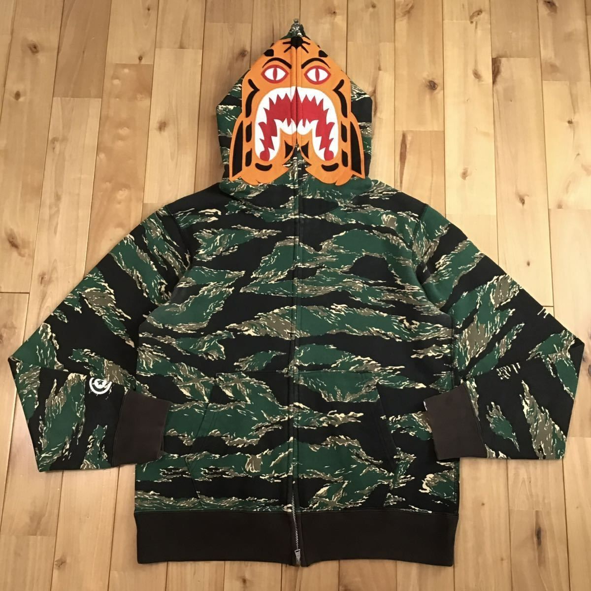 APE BAPE TIGER SHARK HOODIE パーカー CAMO L Crazy face tiger shark