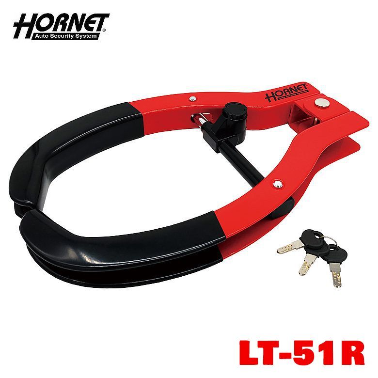 HORNET ホーネット タイヤロック LT-51R レッド ディンプルキー採用 3本付き 防犯ステッカー2枚入り