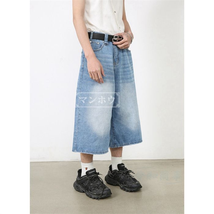 ジーンズ メンズ 七分丈 クロップドパンツ デニムパンツ ワイド