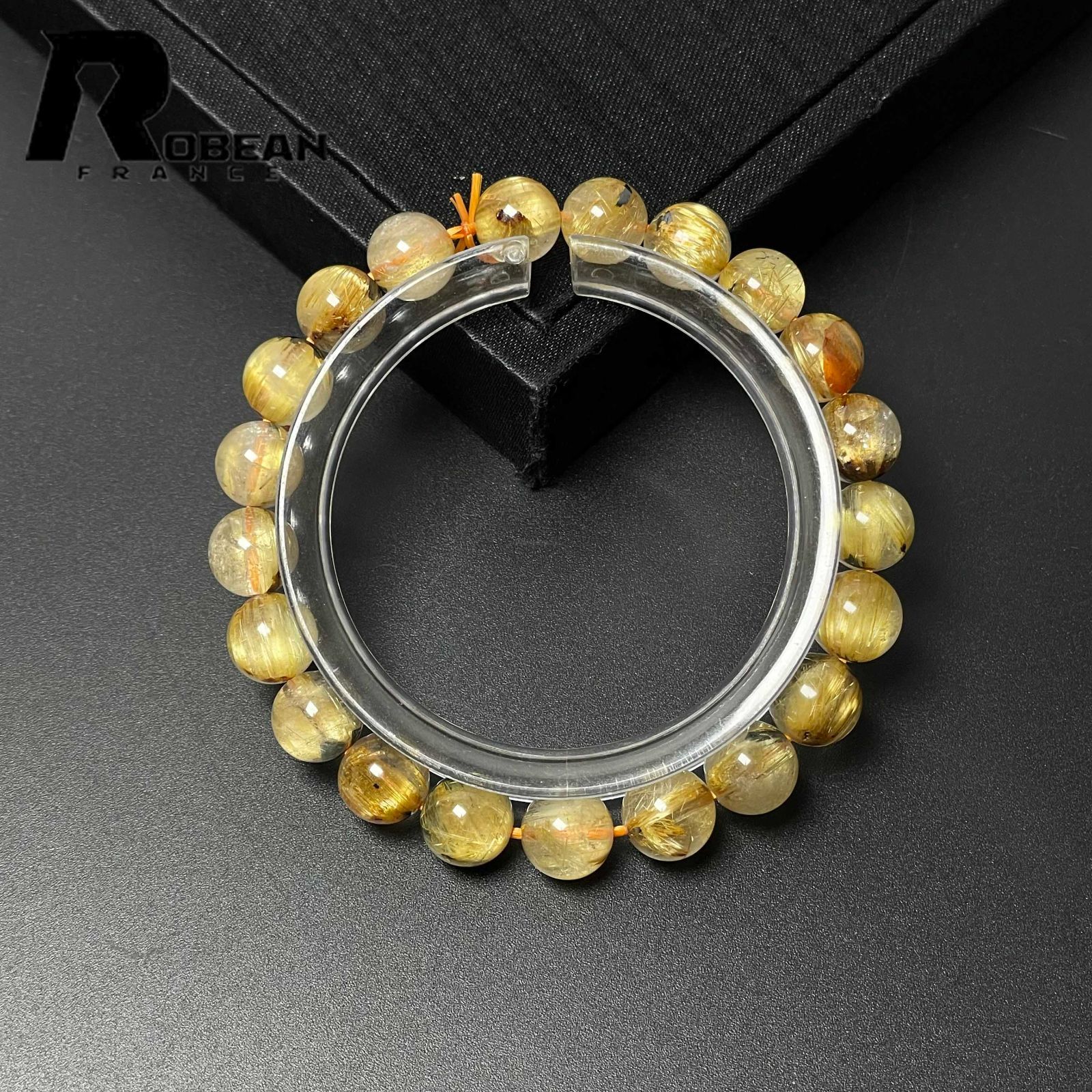 針多め　ゴールドルチルブレスレット　6-9 金運強 金針ルチルクォーツ ブレスレット ルチルクォーツ 9.8mm 18.5cm