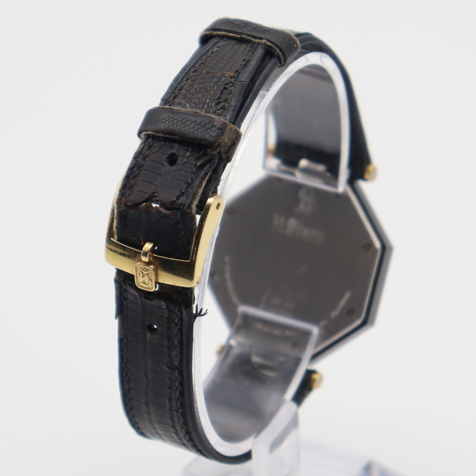 アガ・スターン H.Stern 1Pダイヤ　 カットガラス 純正ブレス　電池新品 良品 電池新品 アガ・スターン H.Stern クォーツ 1Pダイヤ 18K+SS