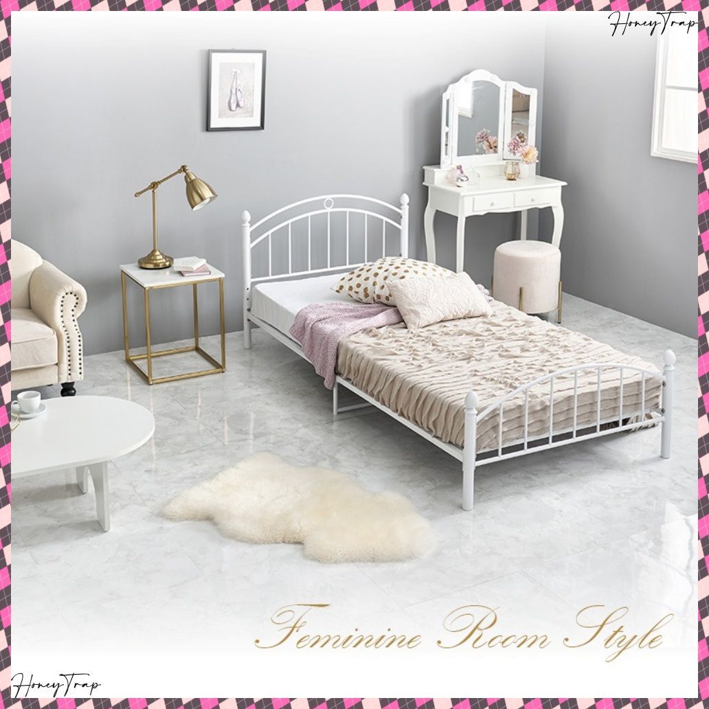 ベッドフレーム シングル 白 Holdm パイプベッド ホワイト コンセント