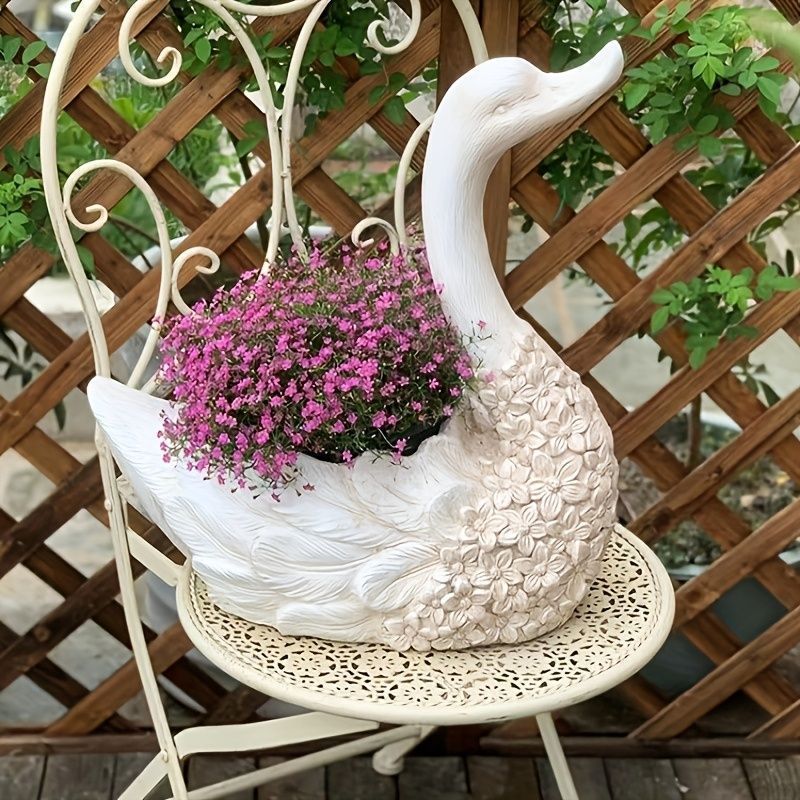 鉢植え 植木鉢 プランター プラントポット フラワーポット ガーデニング 白鳥型 スワン ホワイト オシャレ 屋外 装飾 インテリア 庭