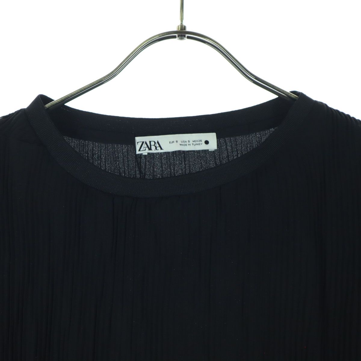 ZARA ザラ 長袖 ミニワンピース S ブラック レディース 古着