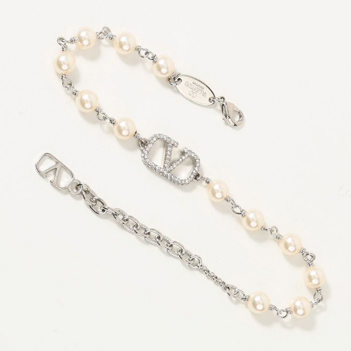 ヴァレンティノ ブレスレット Vロゴ パール付き レディース