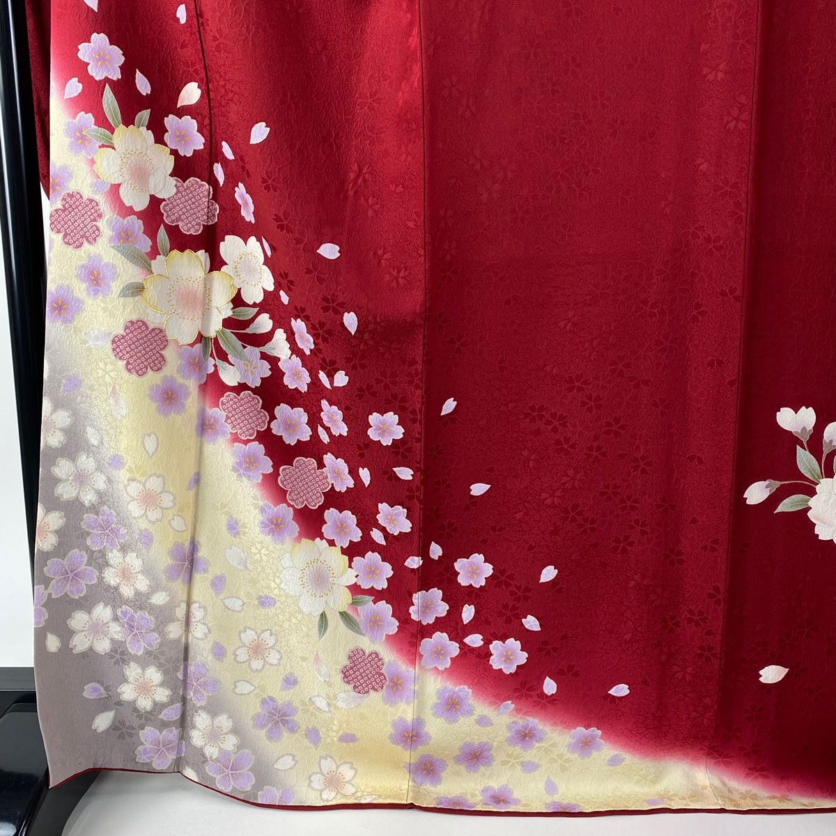 振袖 身丈169.5cm 裄丈70.5cm L 袷 袋帯フルセット 桜 桜の花びら 金糸  