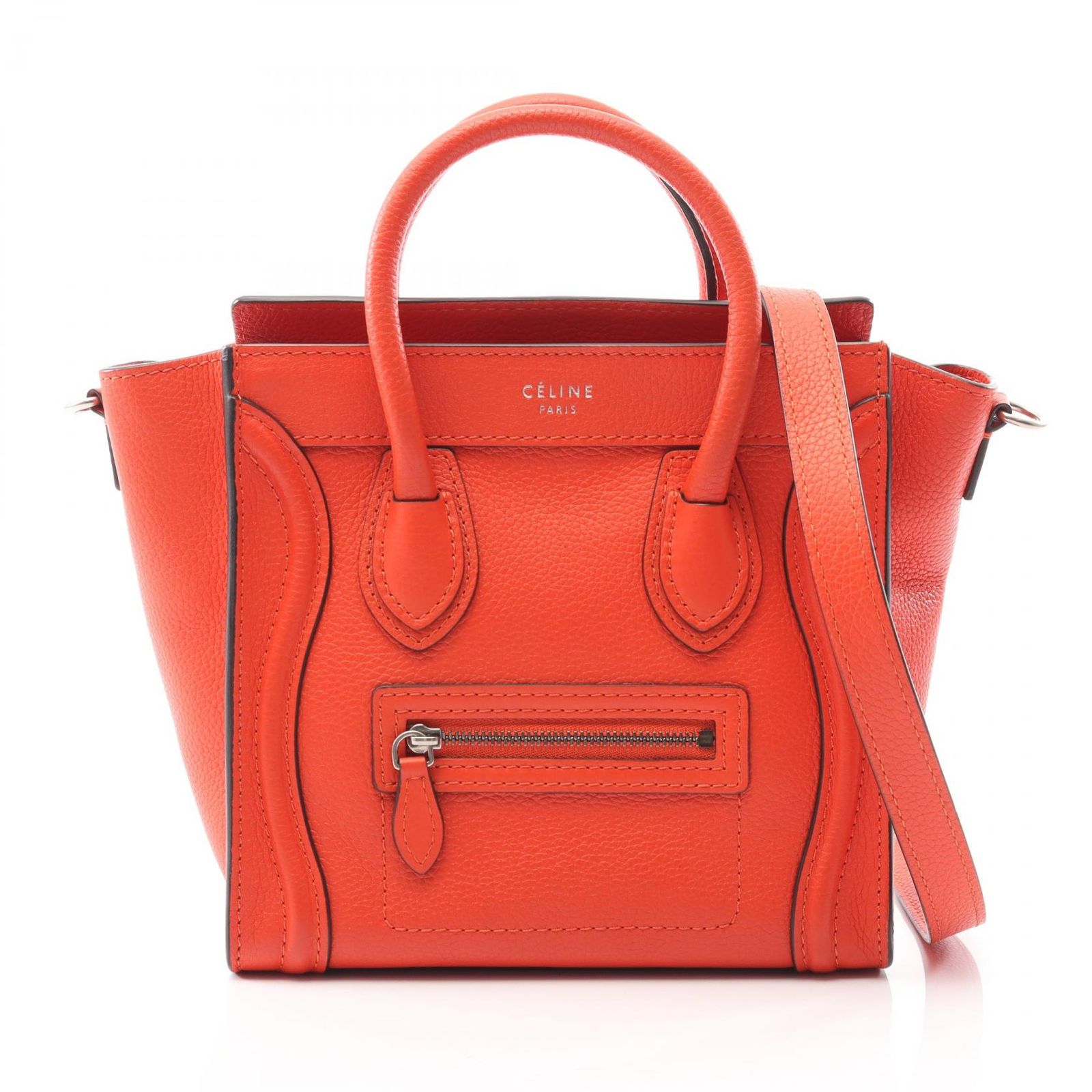 (美品) セリーヌ ラゲージ ナノショッパー オレンジ CELINE 2way セリーヌ CELINE ハンドバッグ ラゲージ ナノショッパー
