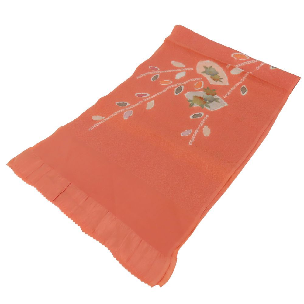 中古】 帯揚げ 正絹(金銀糸除く) ピンク マルチカラー 花と 中古】 帯揚げ 正絹(金銀糸除く) ピンク マルチカラー 花と