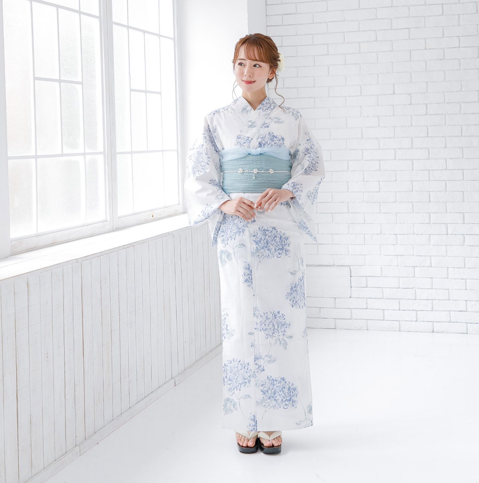 新品 4点 浴衣 セット 浴衣セット ゆかた 大人 レディース かわいい 水色 ブルー あじさい 【涼風の水彩紫陽花 Y4-13】兵児帯水色 アジサイ  紫陽花柄 - メルカリ