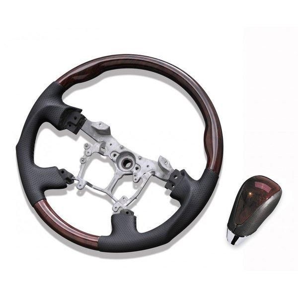ステアリング シフトノブ ガングリップ ポプラ調 茶木目 アルファード ヴェルファイア 20系 後期 ZERO ST125-SKT29A