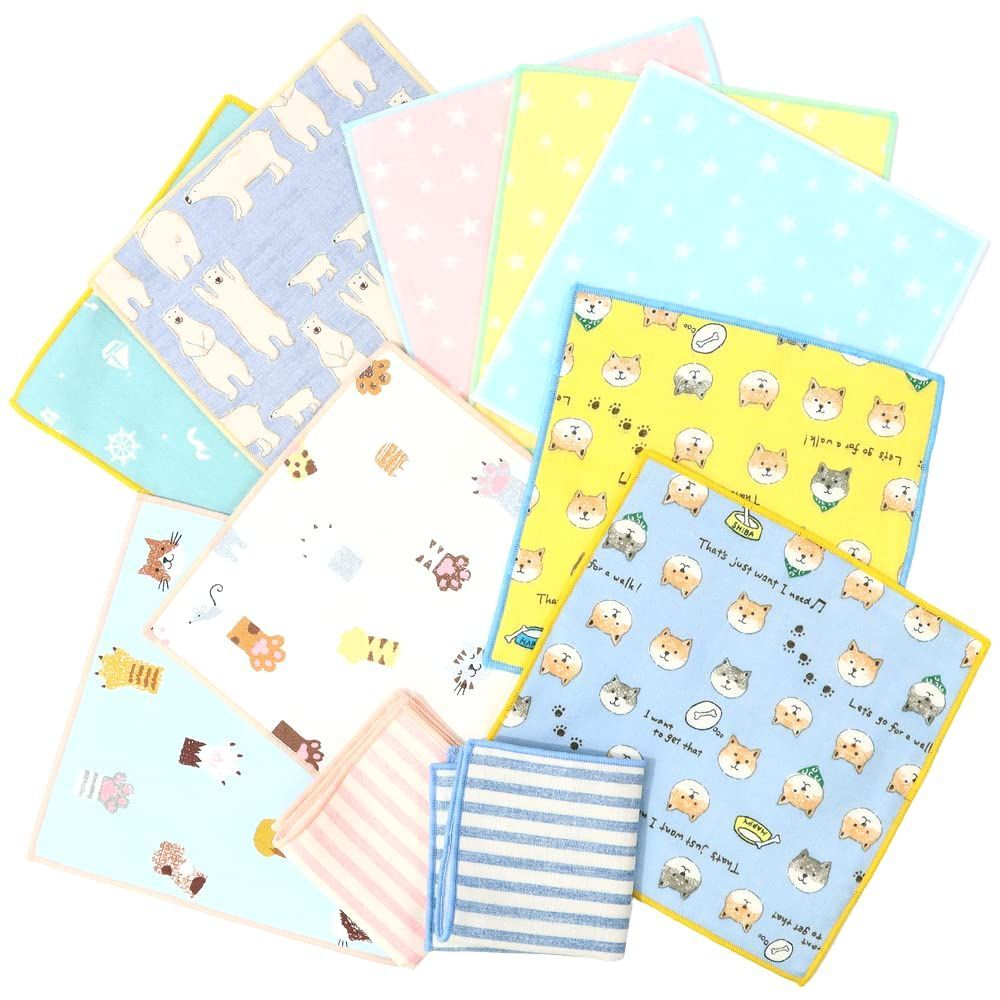 キッズハンカチ 完全日本製 [クラスタ] 綿100 ガーゼハンカチ かわいい柄のミニハンカチ 30枚／Bセット