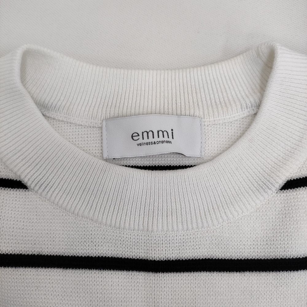 emmi エミ10周年プルオーバー　10thロゴミラノリブトップス　ボーダー emmi エミ10周年プルオーバー 10thロゴミラノリブトップス ボーダー