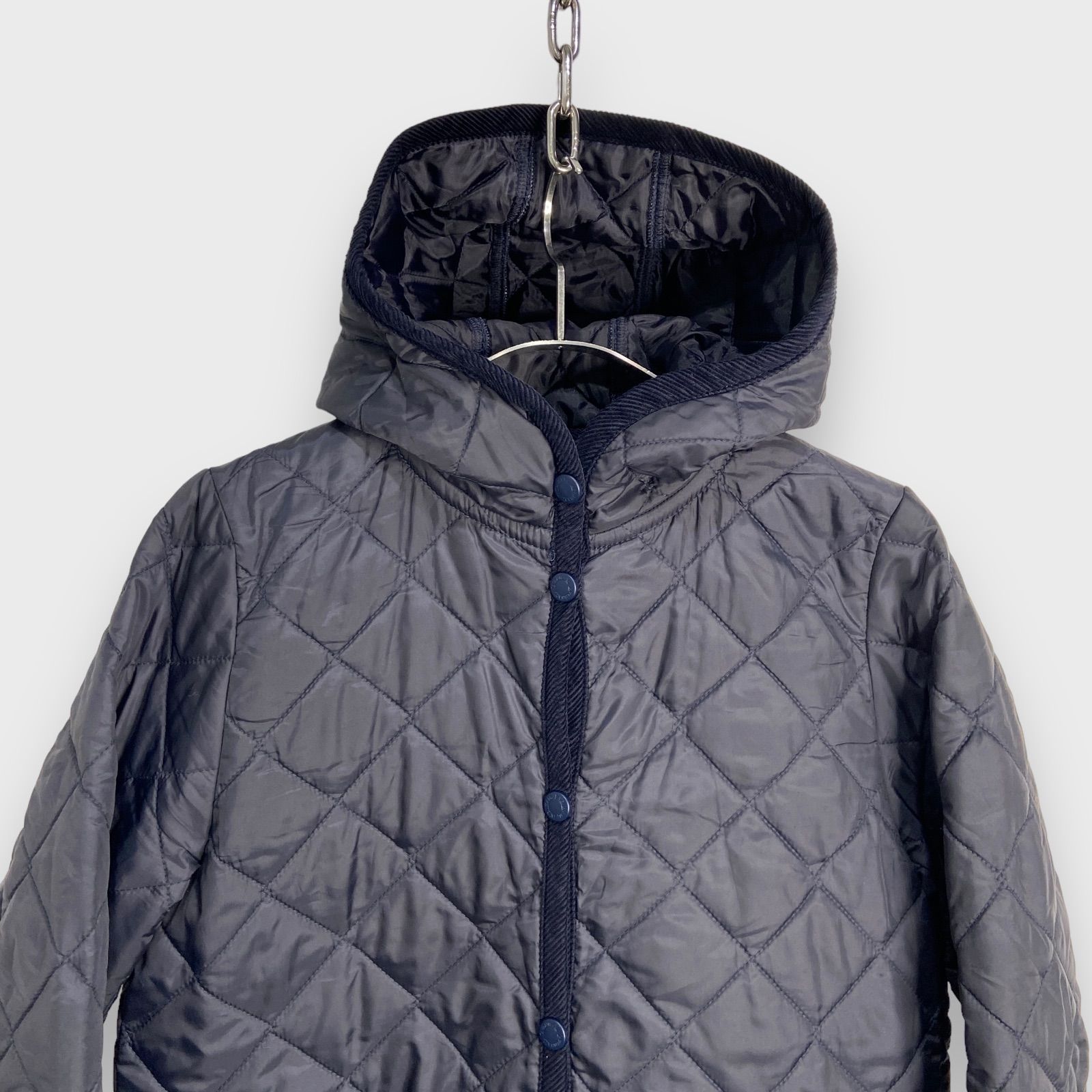 新品に近い　LAVENHAM キルティング ロングコート フード付き　ネイビー LAVENHAM 50周年限定モデル ラベンハム BRUNDON ブランドン