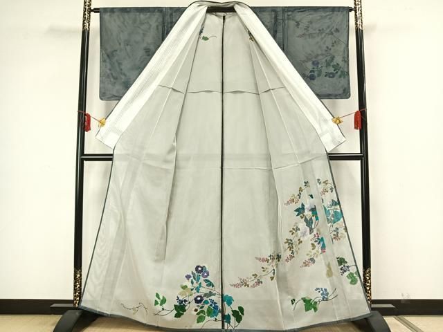 平和屋着物▽訪問着 無双 紗袷 紗×絽 枝花文 正絹