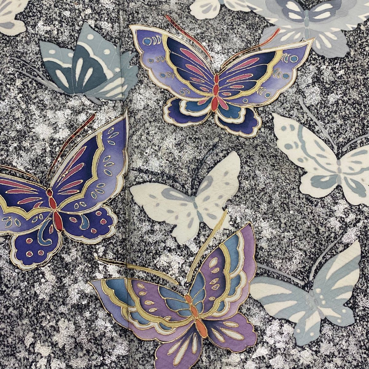 付下げ 身丈170.5cm 裄丈68.5cm L 袷 徳永憲峯 落款あり 辻が花 金通し ぼかし 灰色 正絹 美品 名品 中古 付下げ 身丈170.5cm 裄丈68.5cm L 袷 やまと 薔薇 蝶 金通し 箔 えんじ