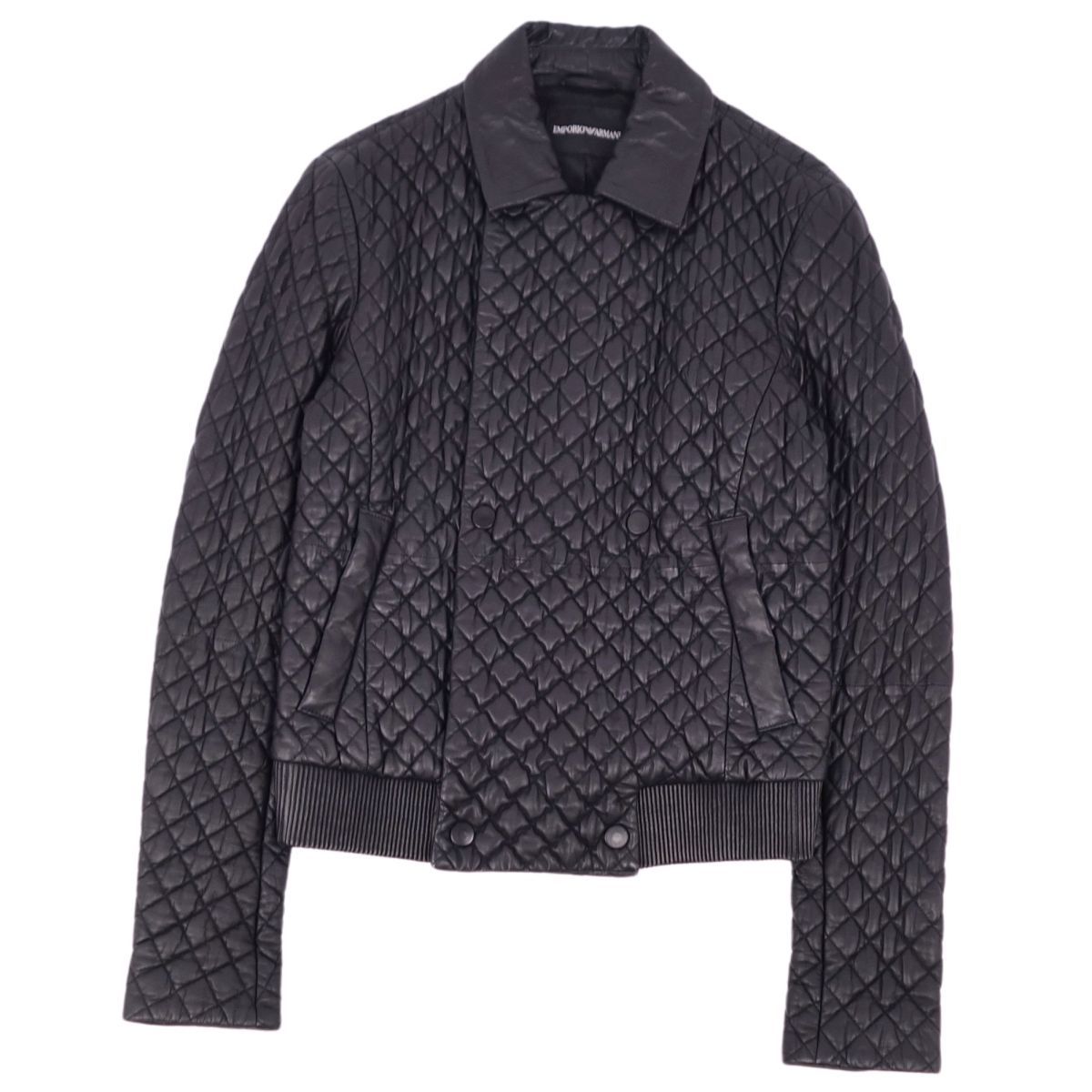 エンポリオ アルマーニ レザー ブルゾン ジャケット ライダース 44 S