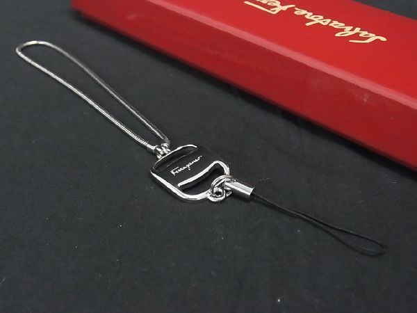 新品未使用 Salvatore Ferragamo フェラガモ ヴァラ ストラップ キーホルダー チャーム シルバー系 AS4812 
