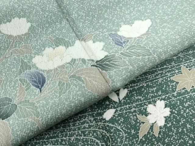 平和屋着物○訪問着 友禅 竜田川枝花文 たたき染め 正絹 逸品